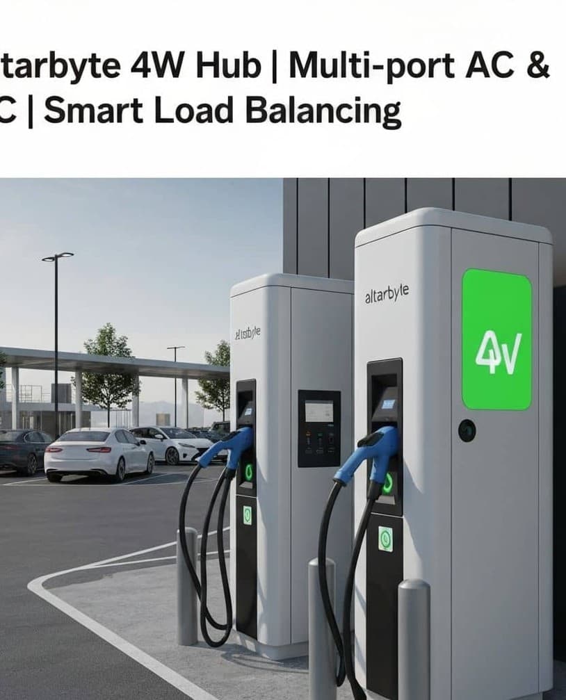 Electric cars at charging station