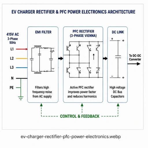 EV charger rectifier and PFC power electronics architecture