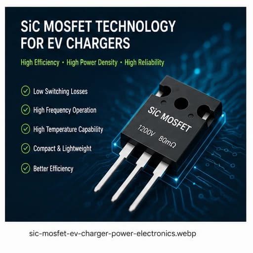 SiC MOSFET power semiconductor used in EV charger power electronics